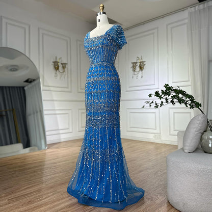 Dubai Mermaid Evening Dress – Luxury Modest Arabic Formal Gown  LA72714
