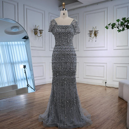 Dubai Mermaid Evening Dress – Luxury Modest Arabic Formal Gown  LA72714