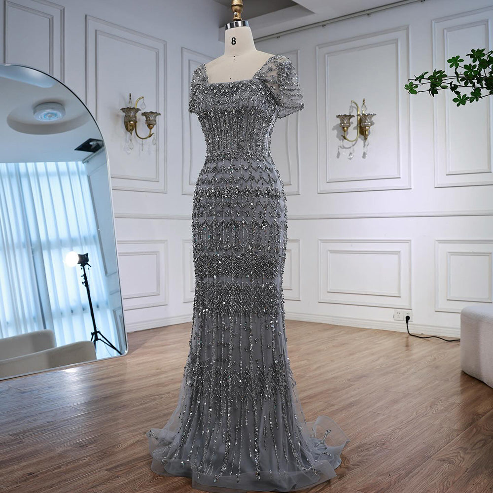 Dubai Mermaid Evening Dress – Luxury Modest Arabic Formal Gown  LA72714