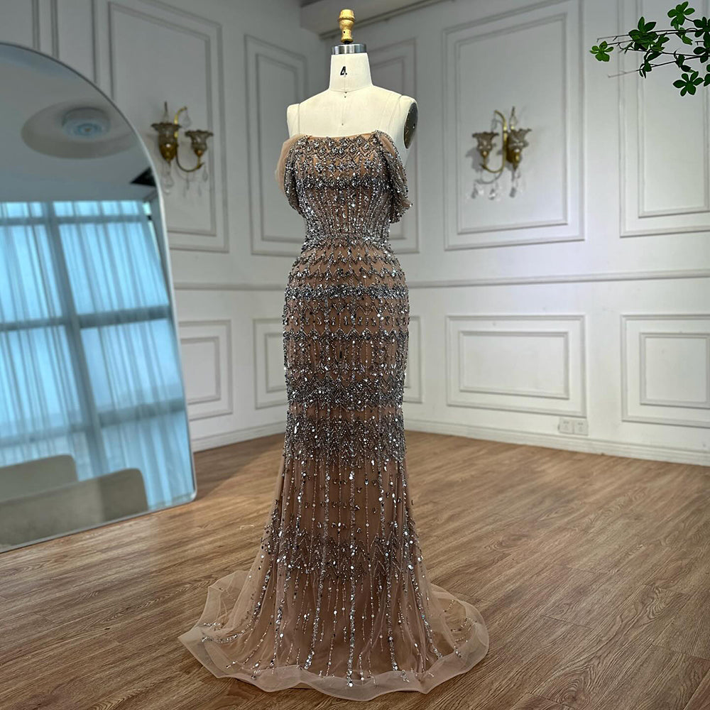 Dubai Mermaid Evening Dress – Luxury Modest Arabic Formal Gown  LA72714