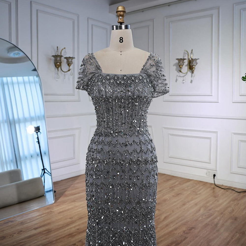 Dubai Mermaid Evening Dress – Luxury Modest Arabic Formal Gown  LA72714