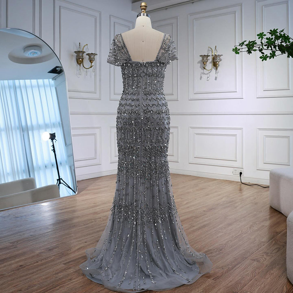 Dubai Mermaid Evening Dress – Luxury Modest Arabic Formal Gown  LA72714