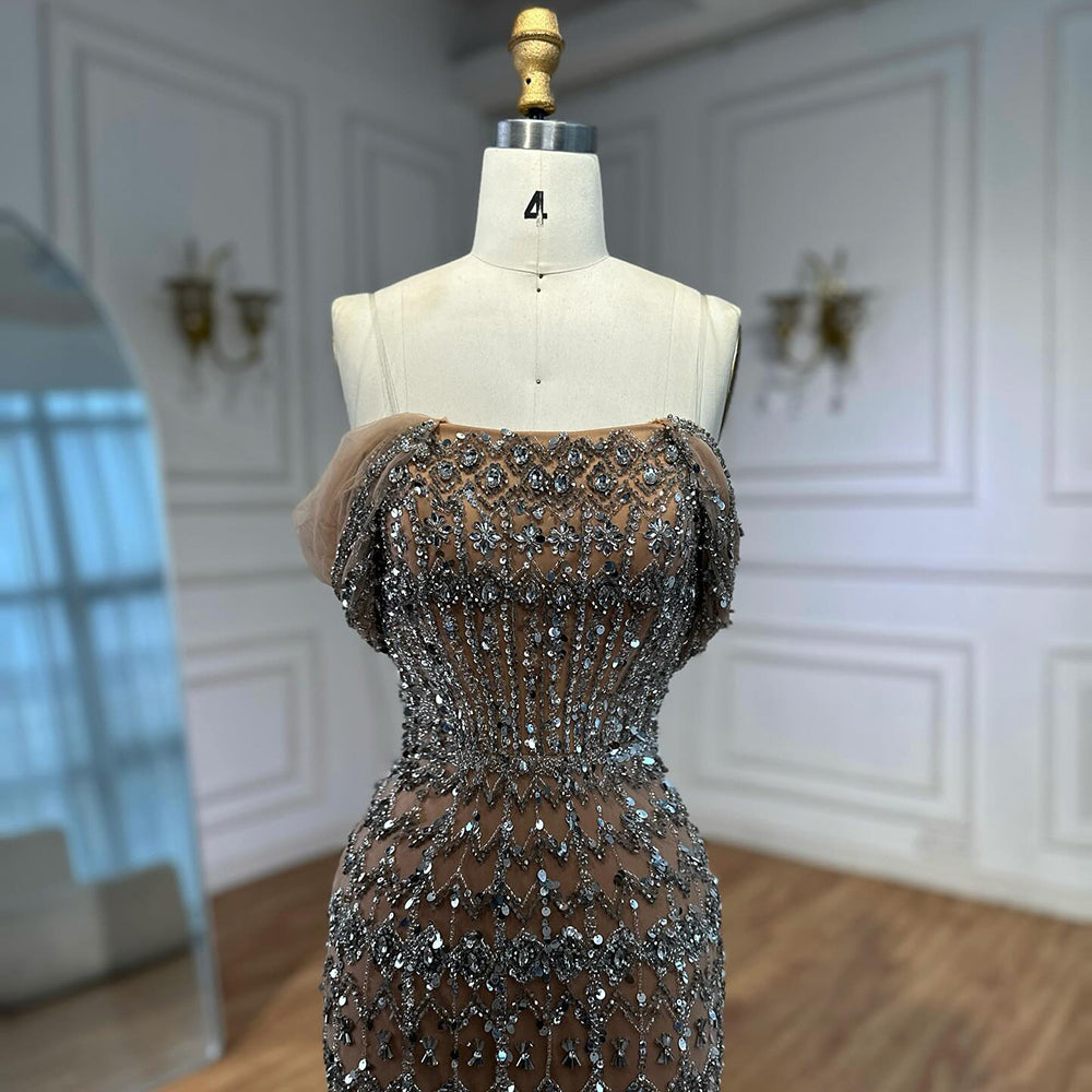 Dubai Mermaid Evening Dress – Luxury Modest Arabic Formal Gown  LA72714