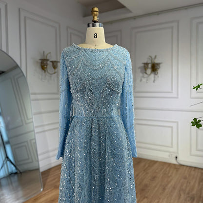 Luxury Olive Green Beaded A-Line Modest Evening Dress Plus Size LA72738B - SERENE  HILL