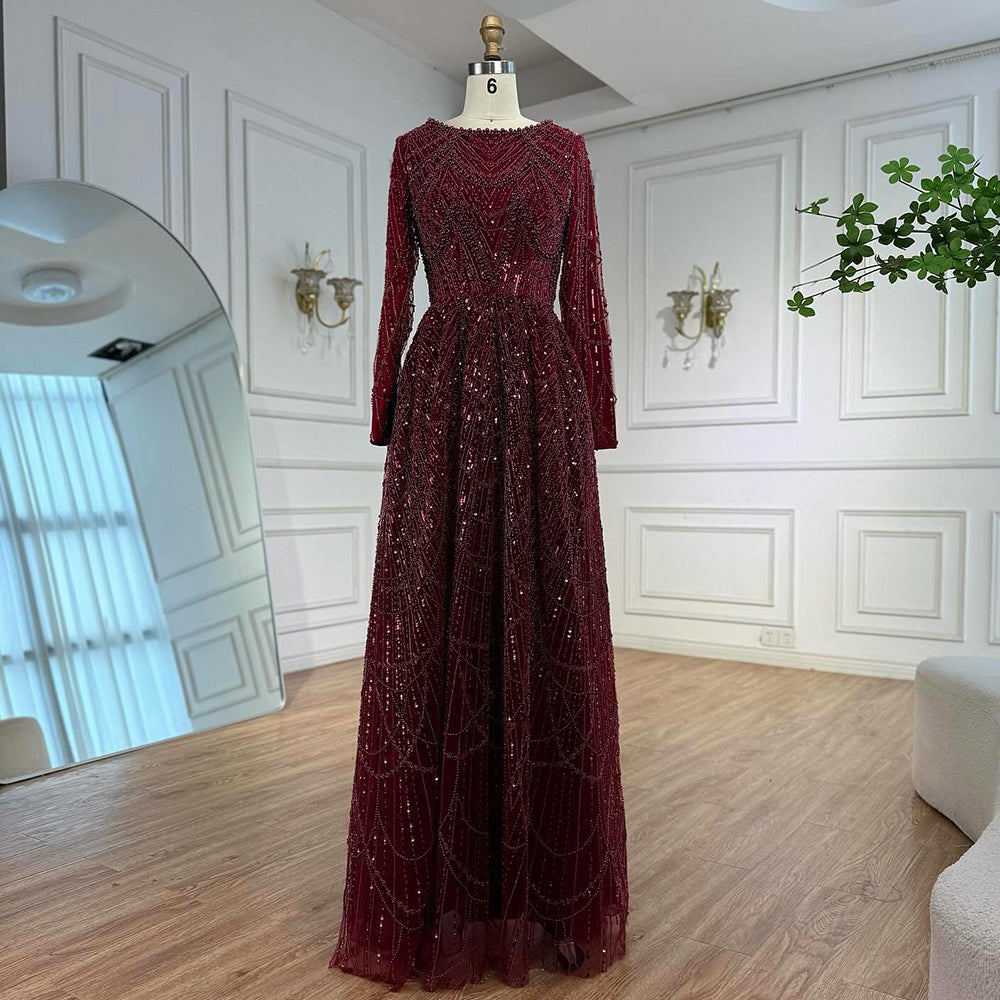 Luxury Olive Green Beaded A-Line Modest Evening Dress Plus Size LA72738B –  SERENE HILL