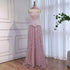 Luxury Sage Green and Pink Arabic   Beaded Evening Dress LA72805D - SERENE  HILL