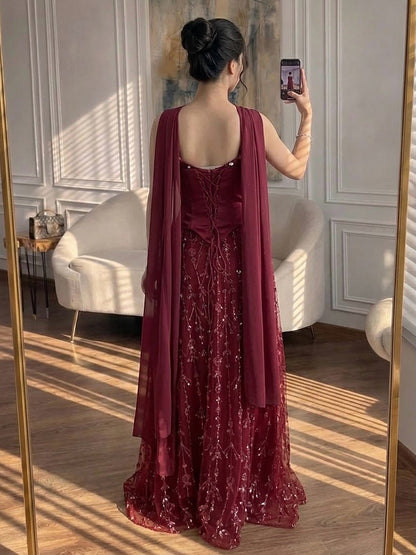 Luxury Nude Beaded Spaghetti Strap A Line Evening Dress LA72805F SERENE HILL
