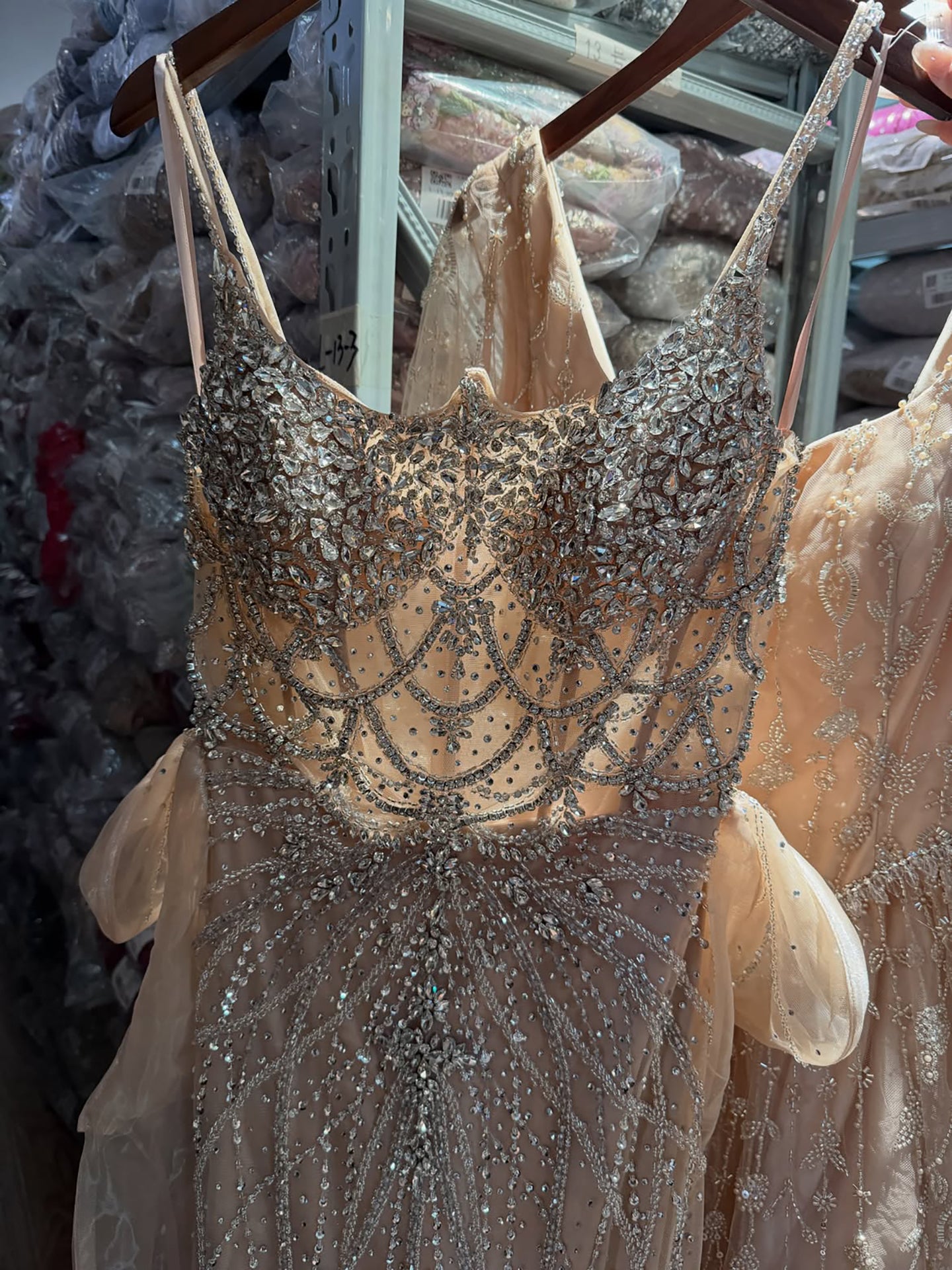 Luxury Caramel Crystal Beaded Spaghetti Strap Mermaid Evening Dress LA72810A SERENE HILL