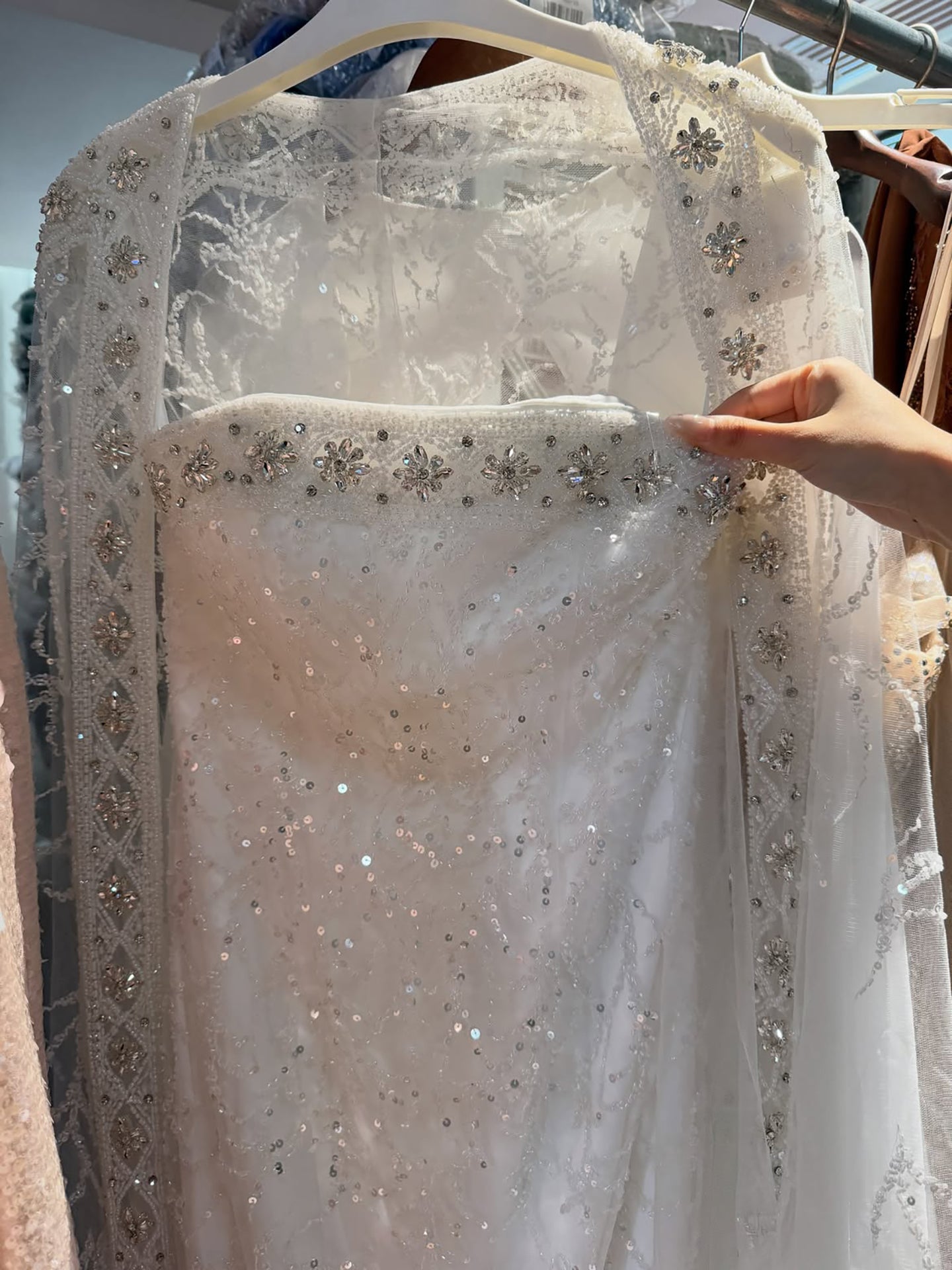 Luxury White Dubai Arabia Beading  Evening Dress With Cape LA72870 SERENE HILL