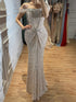 Luxury Cream Crystal Beaded Off The Shoulder Mermaid Dress LA72905D SERENE HILL