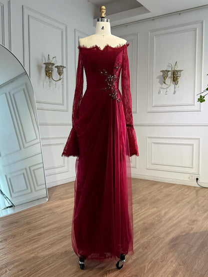 Luxury Light Pink Mermaid Lace Beaded Evening Dress LA72910 - SERENE  HILL