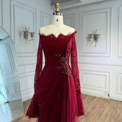Luxury Light Pink Mermaid Lace Beaded Evening Dress LA72910 - SERENE  HILL