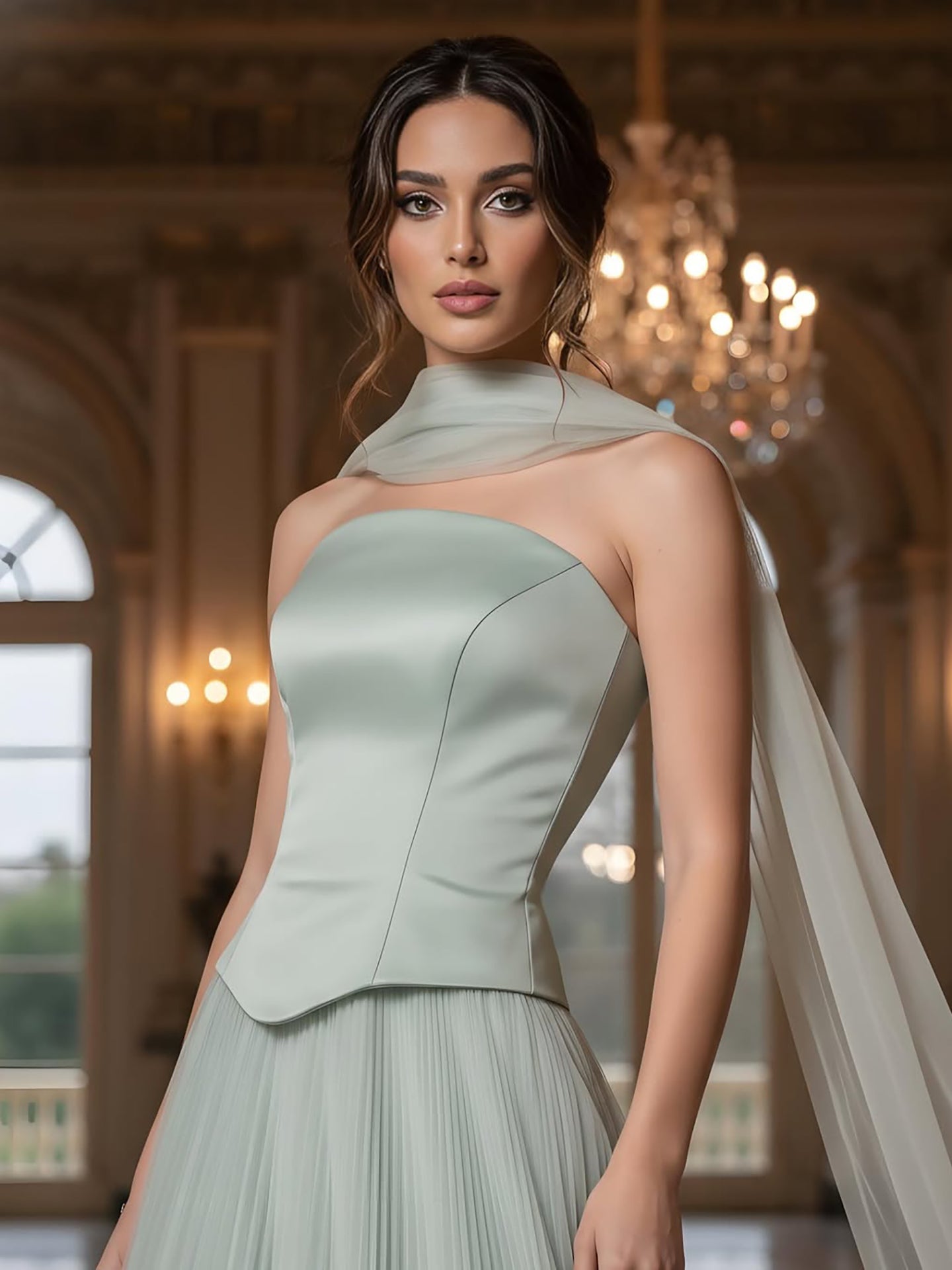 Elegant Sage Green 3D Flowers A Line Evening Dresses Gowns LA72913 - SERENE  HILL