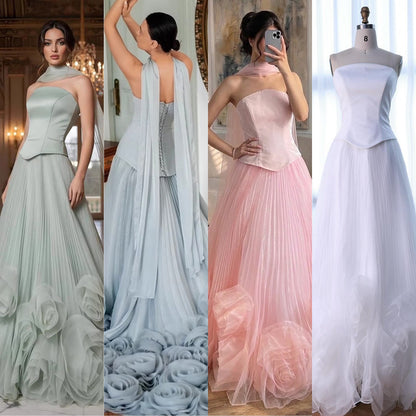 Elegant Sage Green 3D Flowers A Line Evening Dresses Gowns LA72913 SERENE HILL