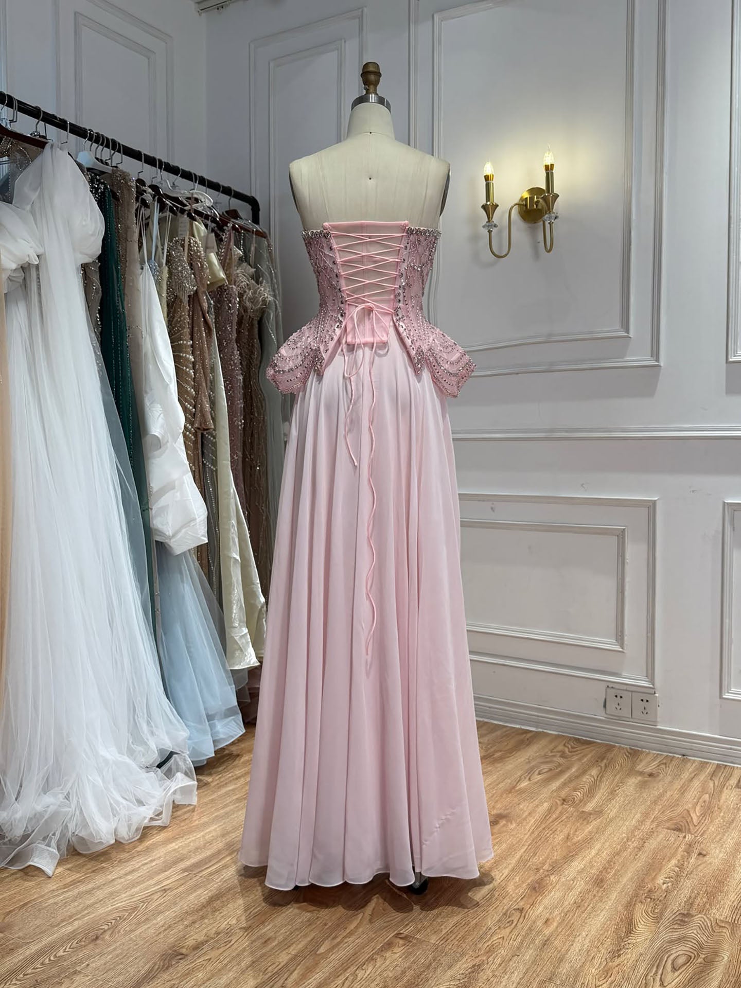 Luxury Designer Nude Beaded Chiffon Evening Dress LA72915 SERENE HILL