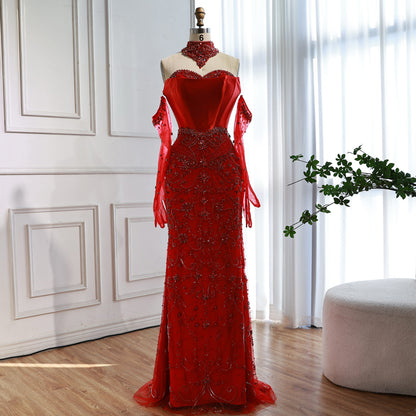 Luxury Beaded   Evening Dress Sheer Long Gloves LA72929 - SERENE  HILL