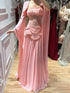 Luxury Pink Beaded A Line Dress with Chiffon Cape Sleeves LA72978B SERENE HILL