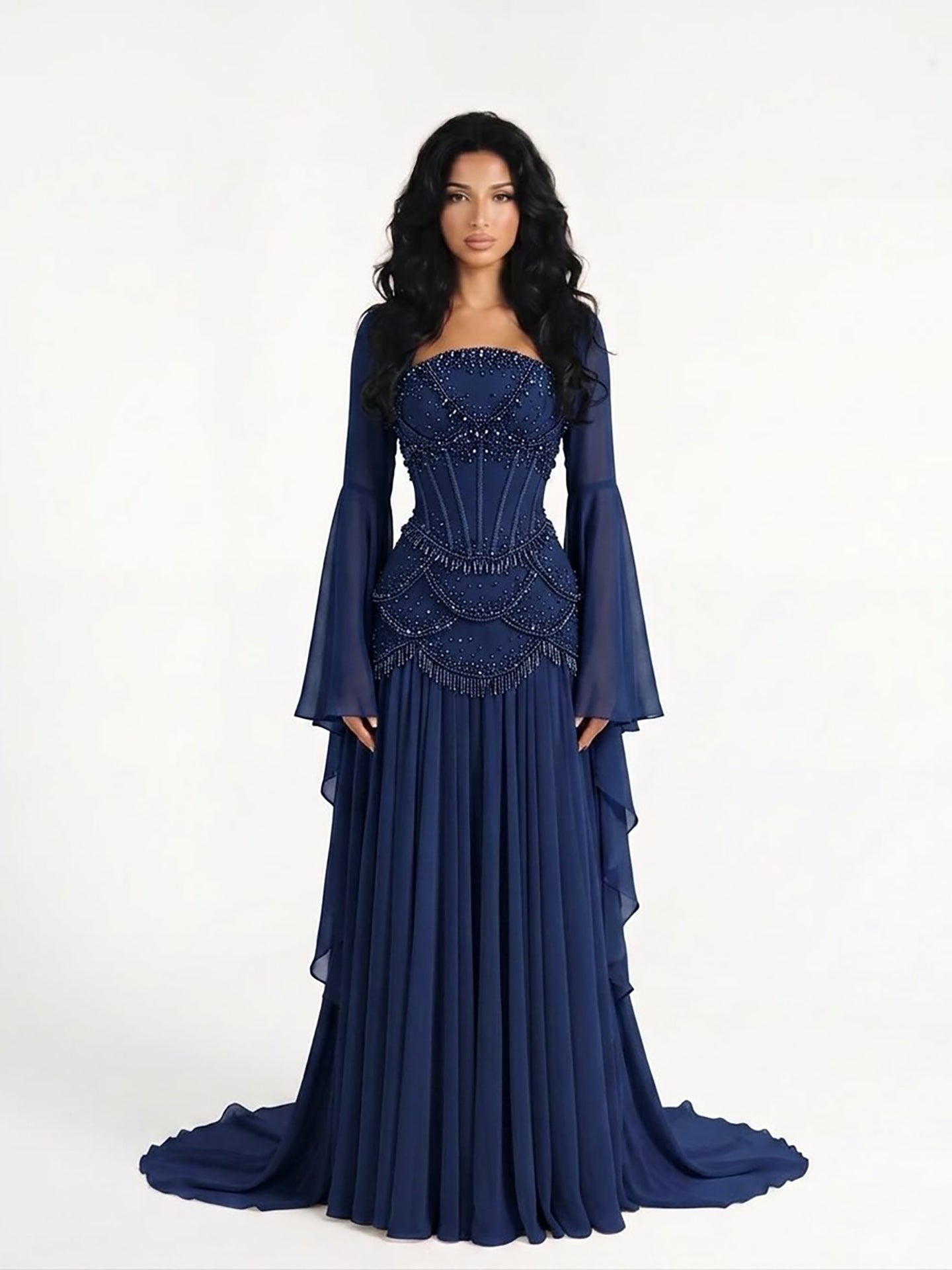 Luxury Pink Beaded A Line Dress with Chiffon Cape Sleeves LA72978B SERENE HILL