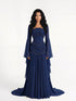 Luxury Pink Beaded A Line Dress with Chiffon Cape Sleeves LA72978B SERENE HILL