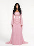 Luxury Pink Beaded A Line Dress with Chiffon Cape Sleeves LA72978B SERENE HILL