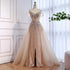 Luxury Nude Beaded Mermaid Evening Dress with Overskirt and Slit LA73034 - SERENE  HILL