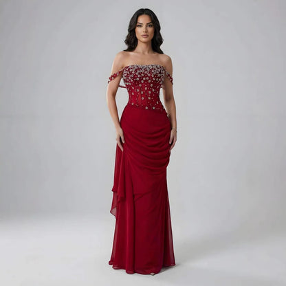 Luxury Black Beaded Mermaid Prom Dress with Spaghetti Straps LA73047