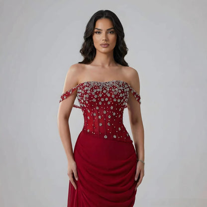 Luxury Black Beaded Mermaid Prom Dress with Spaghetti Straps LA73047