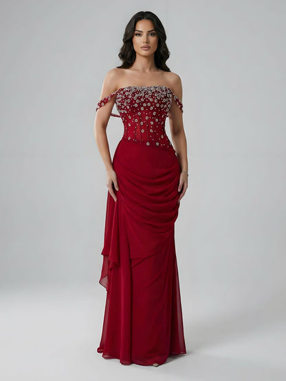 Luxury Black Beaded Mermaid Prom Dress with Spaghetti Straps LA73047