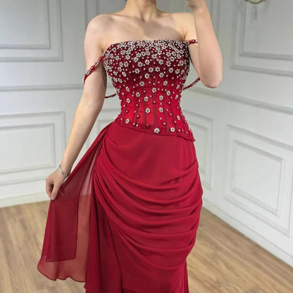 Luxury Black Beaded Mermaid Prom Dress with Spaghetti Straps LA73047
