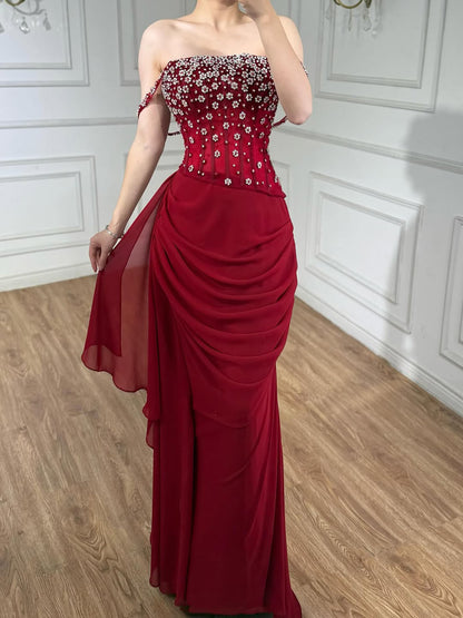 Luxury Black Beaded Mermaid Prom Dress with Spaghetti Straps LA73047