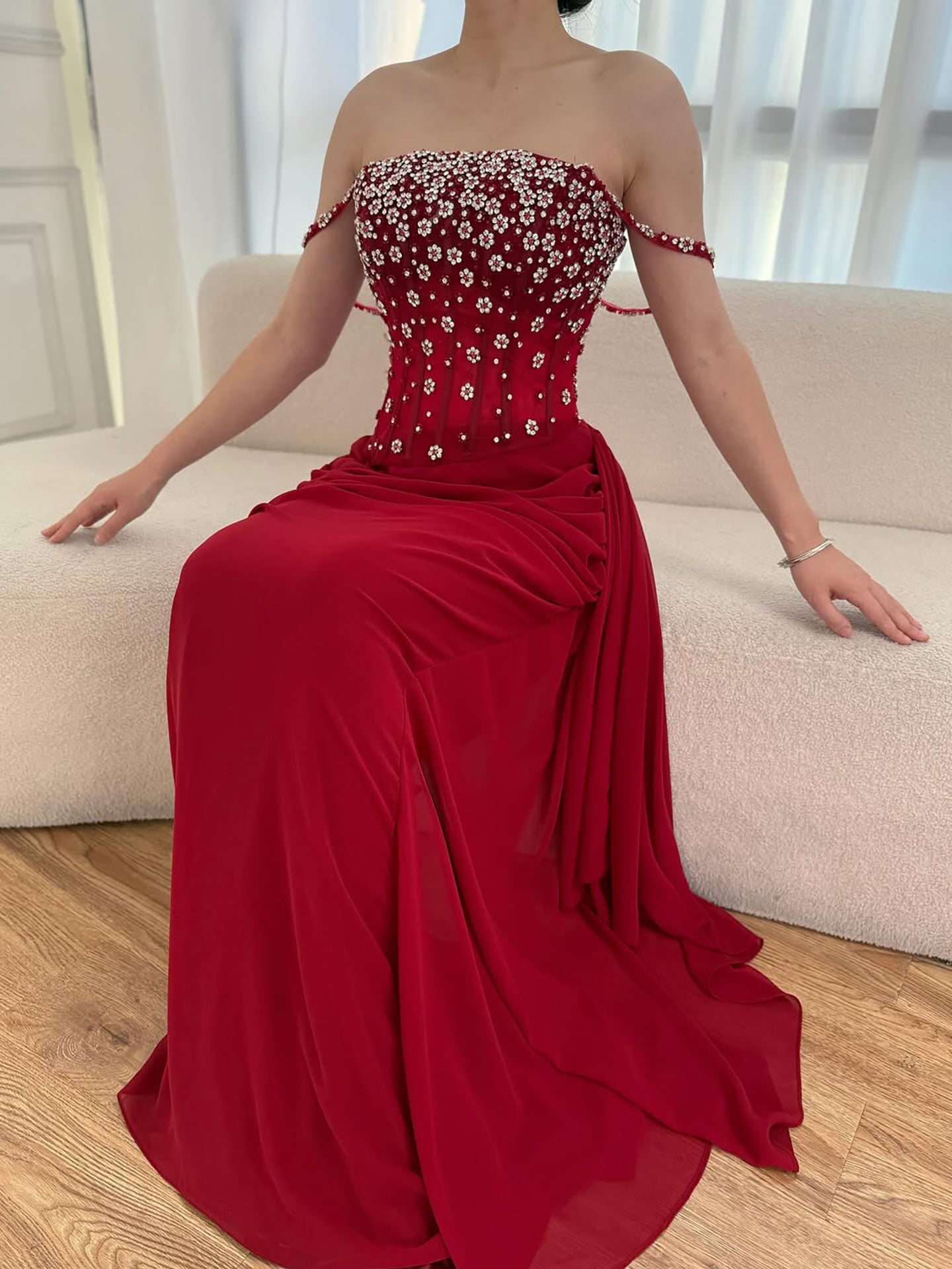 Luxury Black Beaded Mermaid Prom Dress with Spaghetti Straps LA73047
