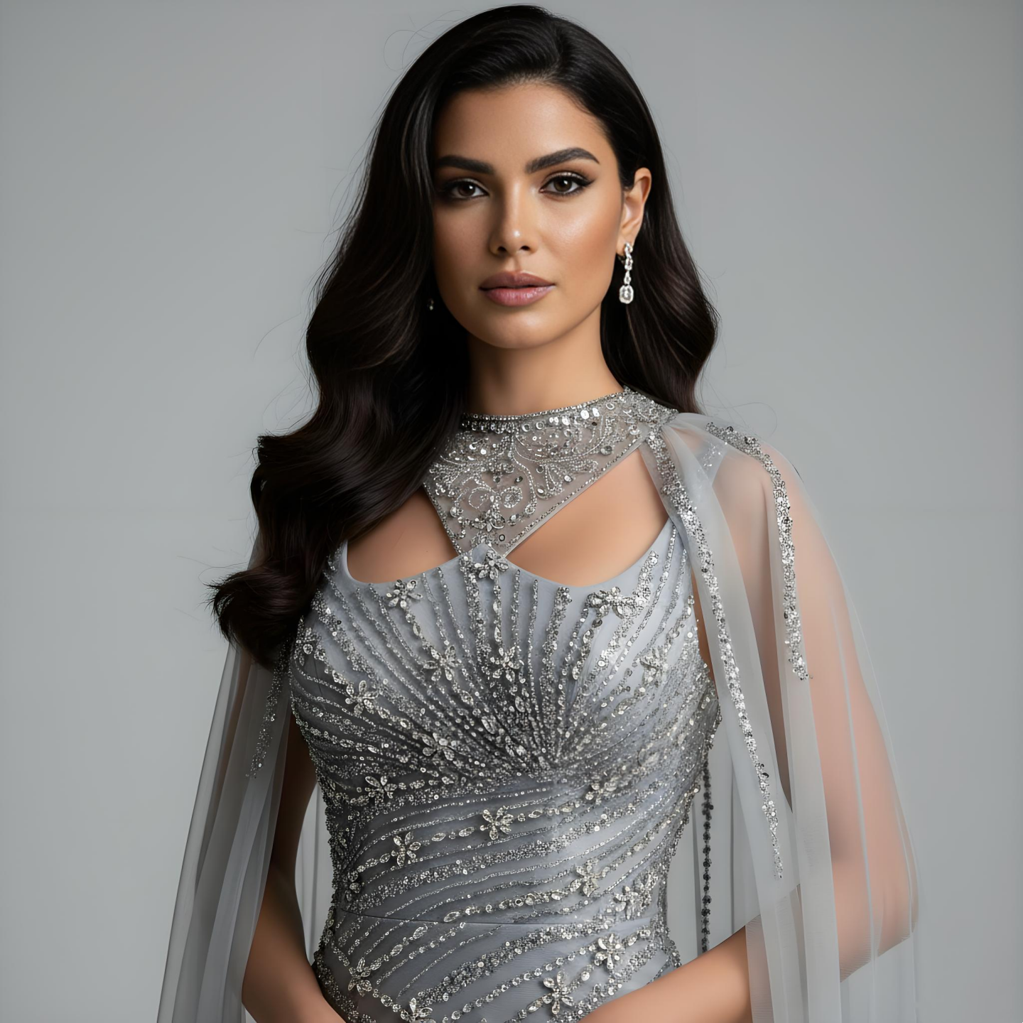 Luxury Caramel Mermaid Evening Dress with Cape Sleeves LA73052 - SERENE HILL