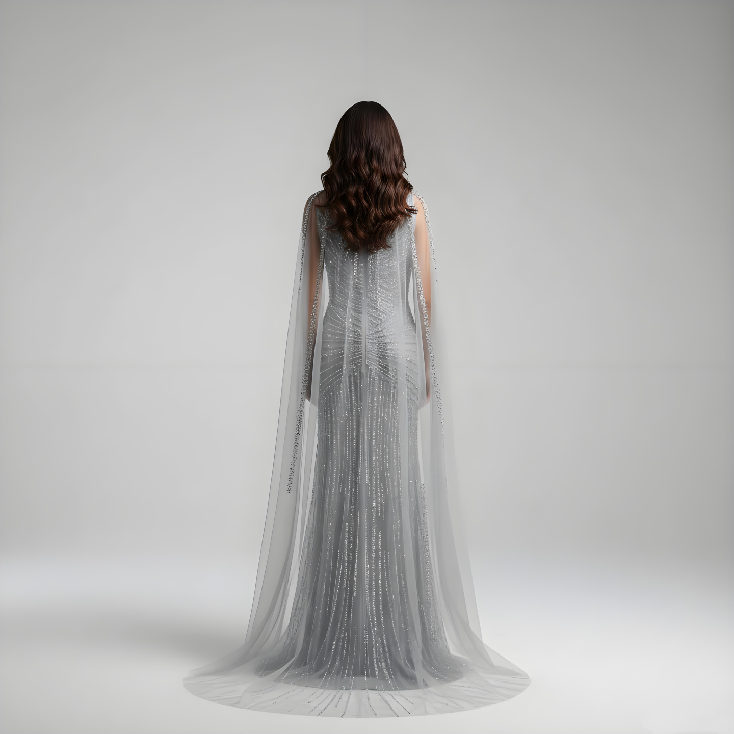 Luxury Caramel Mermaid Evening Dress with Cape Sleeves LA73052 - SERENE HILL