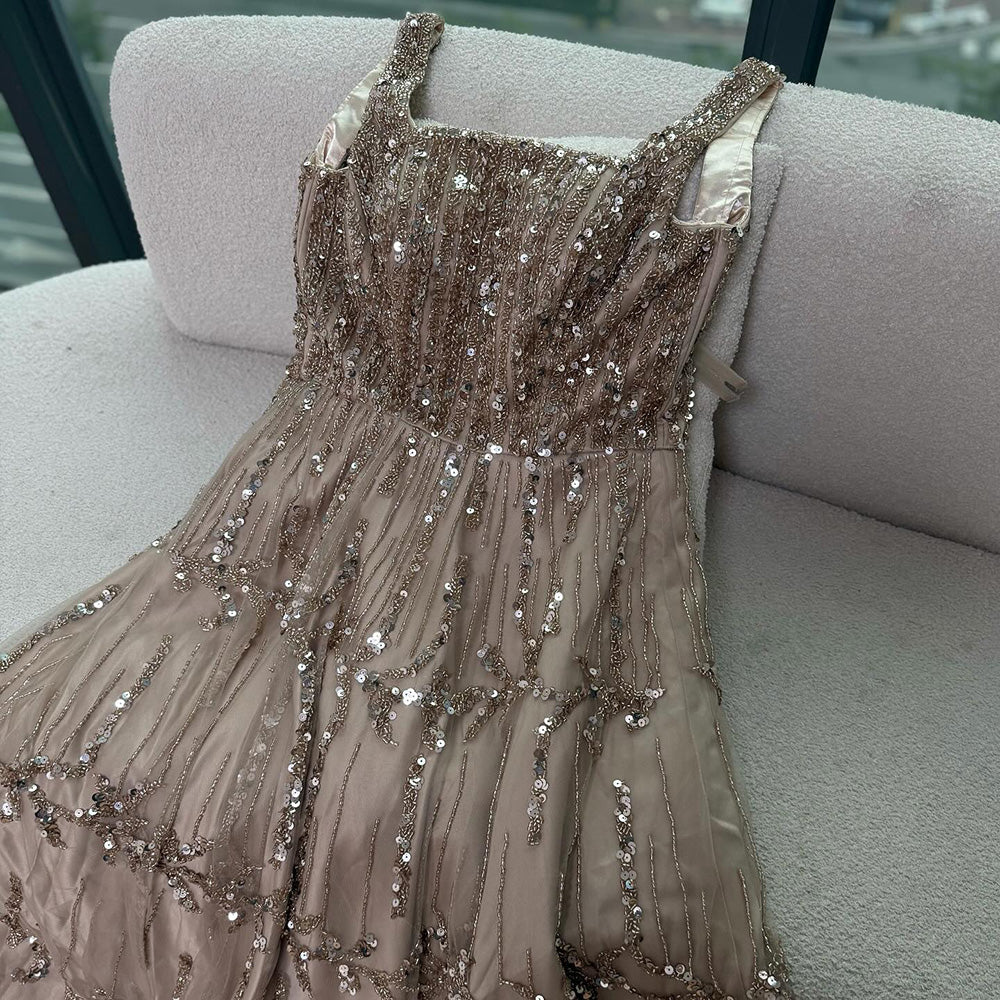 Elegant Sage Green Beaded A-Line Evening Dress LA73064 - SERENE  HILL