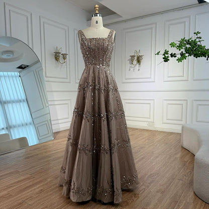 Elegant Sage Green Beaded A-Line Evening Dress LA73064 - SERENE  HILL