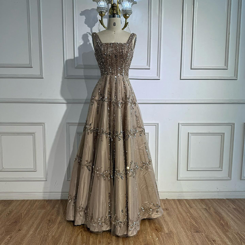 Elegant Sage Green Beaded A-Line Evening Dress LA73064 - SERENE  HILL