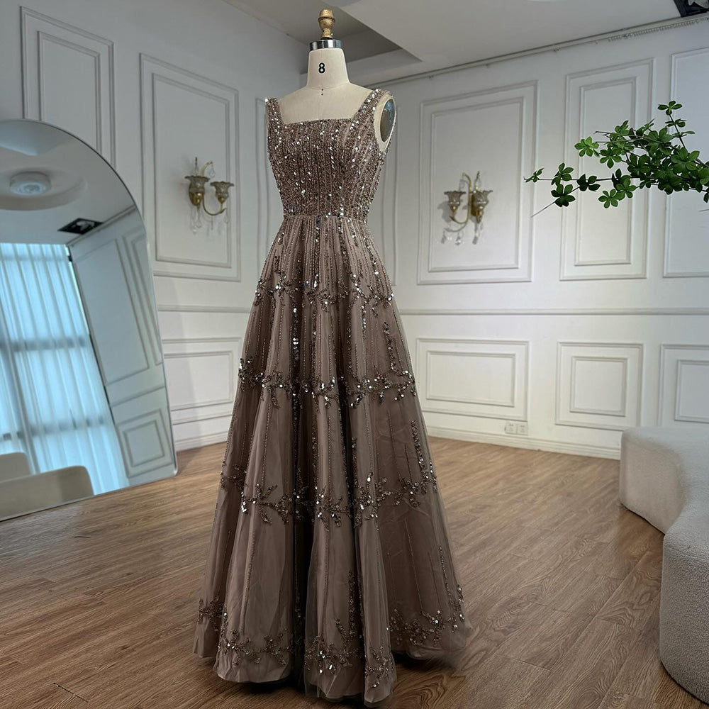 Elegant Sage Green Beaded A-Line Evening Dress LA73064 - SERENE  HILL