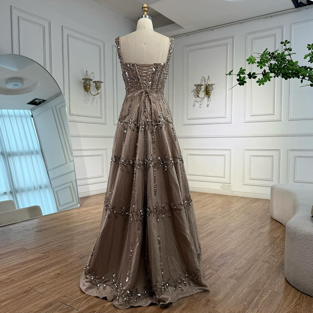 Elegant Sage Green Beaded A-Line Evening Dress LA73064 - SERENE  HILL