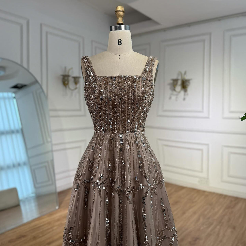 Elegant Sage Green Beaded A-Line Evening Dress LA73064 - SERENE  HILL