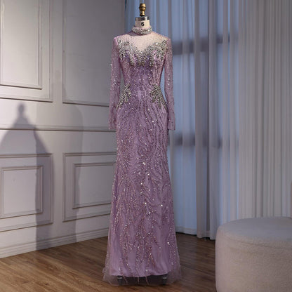 Luxury Silver Nude Beaded Mermaid Evening Dress LA73083 - SERENE  HILL