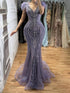 Luxury Designer  Pink Feather Beaded  Mermaid Evening Dress LA73098 SERENE HILL
