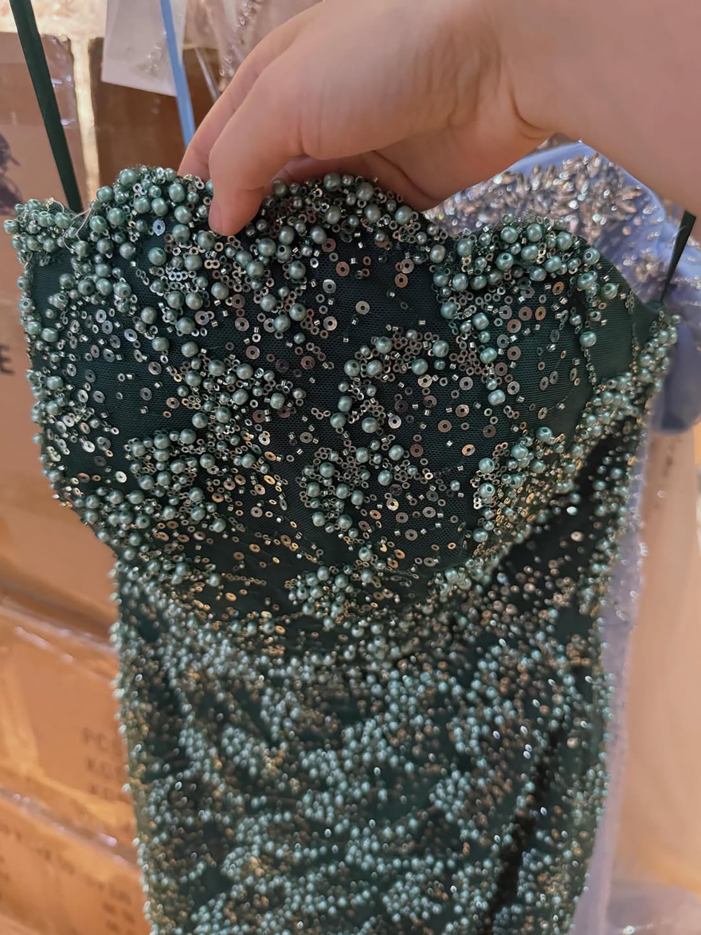 Luxury Green Strapless Beaded Mermaid Evening Dress LA73117A - SERENE  HILL