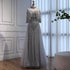 Luxury Gray Beaded Evening Dress with Overskirt LA73129 - SERENE  HILL