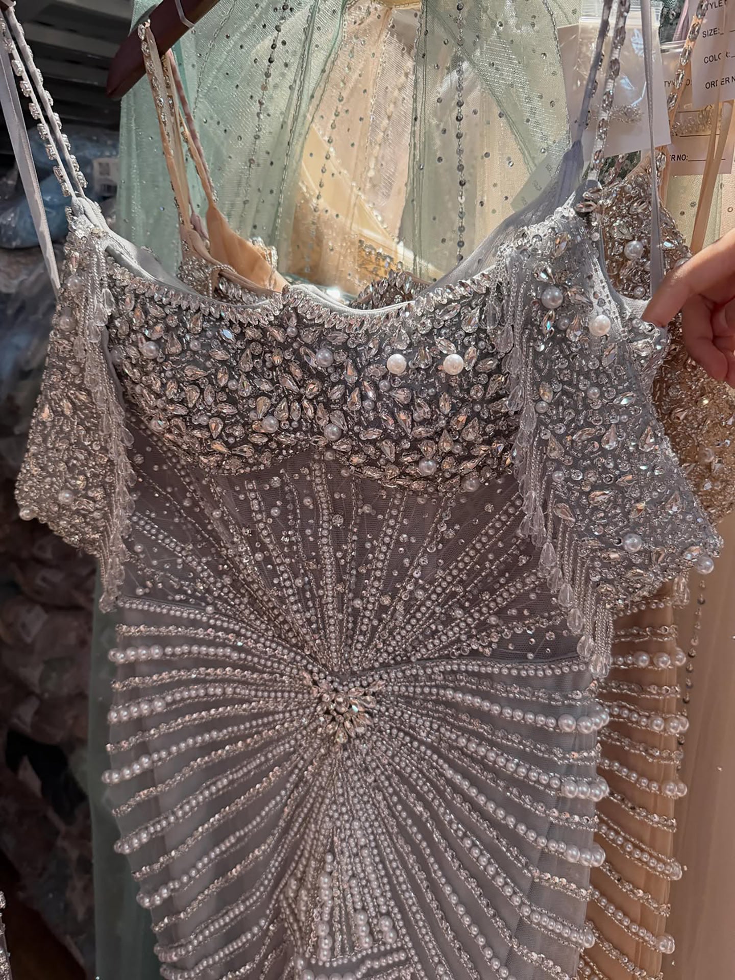 Luxury Nude Crystal Beaded Off Shoulder Mermaid Dress LA73148E SERENE HILL