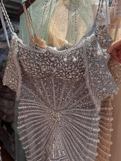 Luxury Nude Crystal Beaded Off Shoulder Mermaid Dress LA73148E SERENE HILL