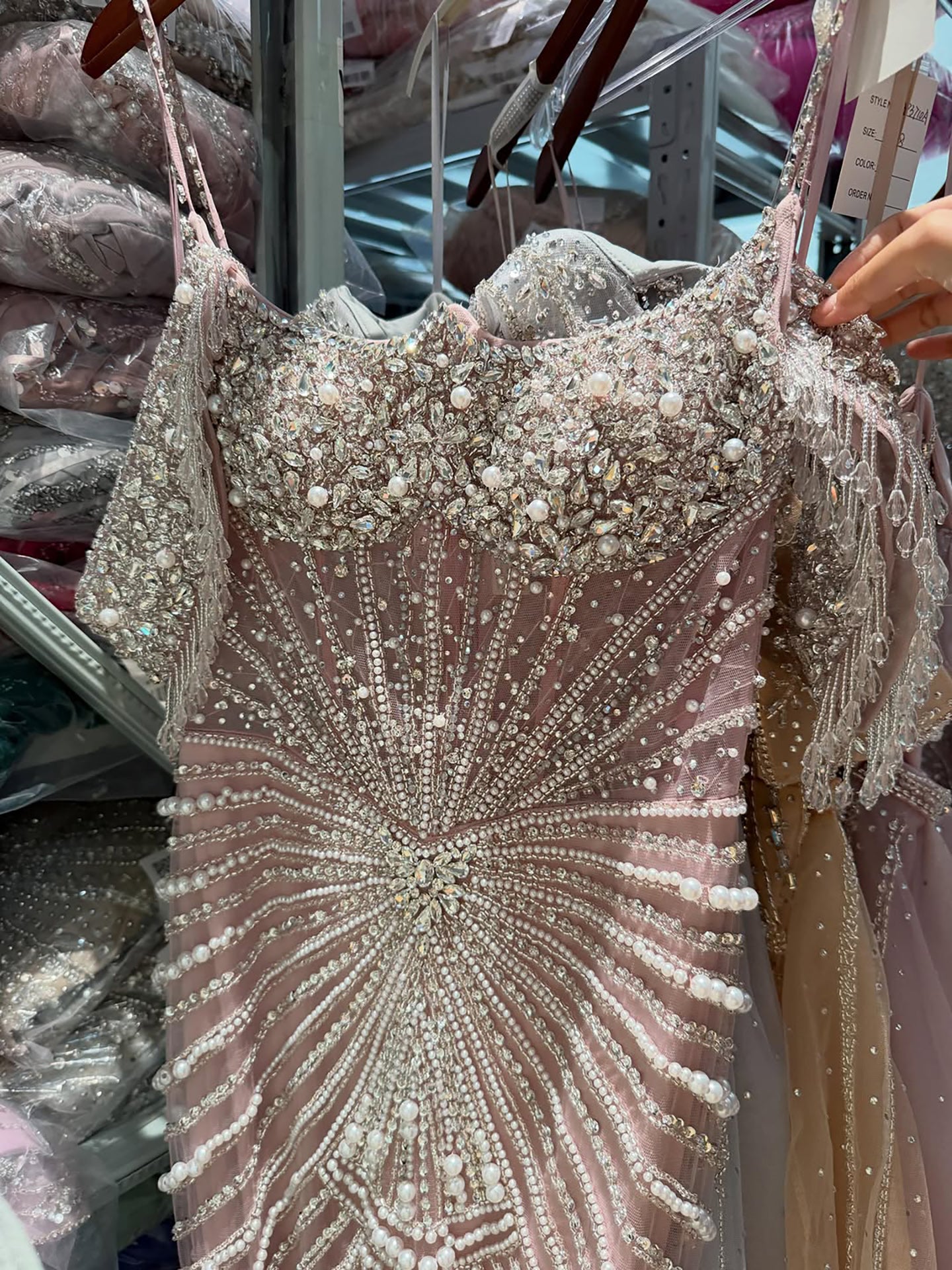 Luxury Nude Crystal Beaded Off Shoulder Mermaid Dress LA73148E SERENE HILL
