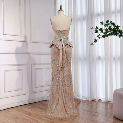 Luxury Nude Beaded   Mermaid Evening Dress LA73166