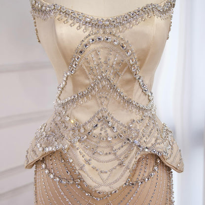 Luxury Nude Beaded   Mermaid Evening Dress LA73166