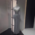 Luxury Silver Crystal Beaded Long Sleeve Evening Dress LA73167 - SERENE  HILL
