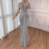 Luxury Silver Crystal Beaded Long Sleeve Evening Dress LA73167 - SERENE  HILL